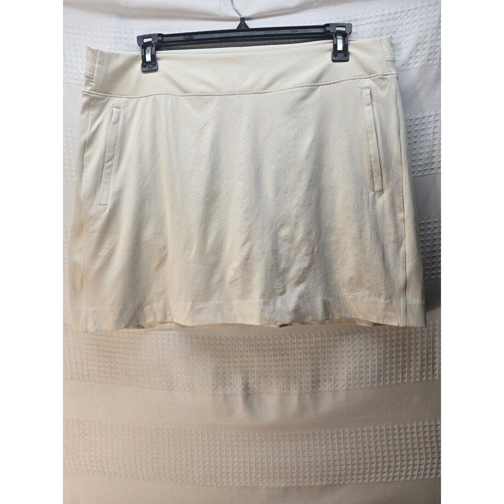 Members Mark Mini Skort Tan Stretch Tennis Casual Womens Size XXL Zip Pockets
